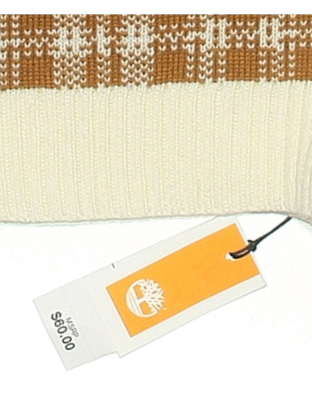 Timberland Brown & Cream Plaid Knit Scarf/Unisex NWT - Picture 3 of 3